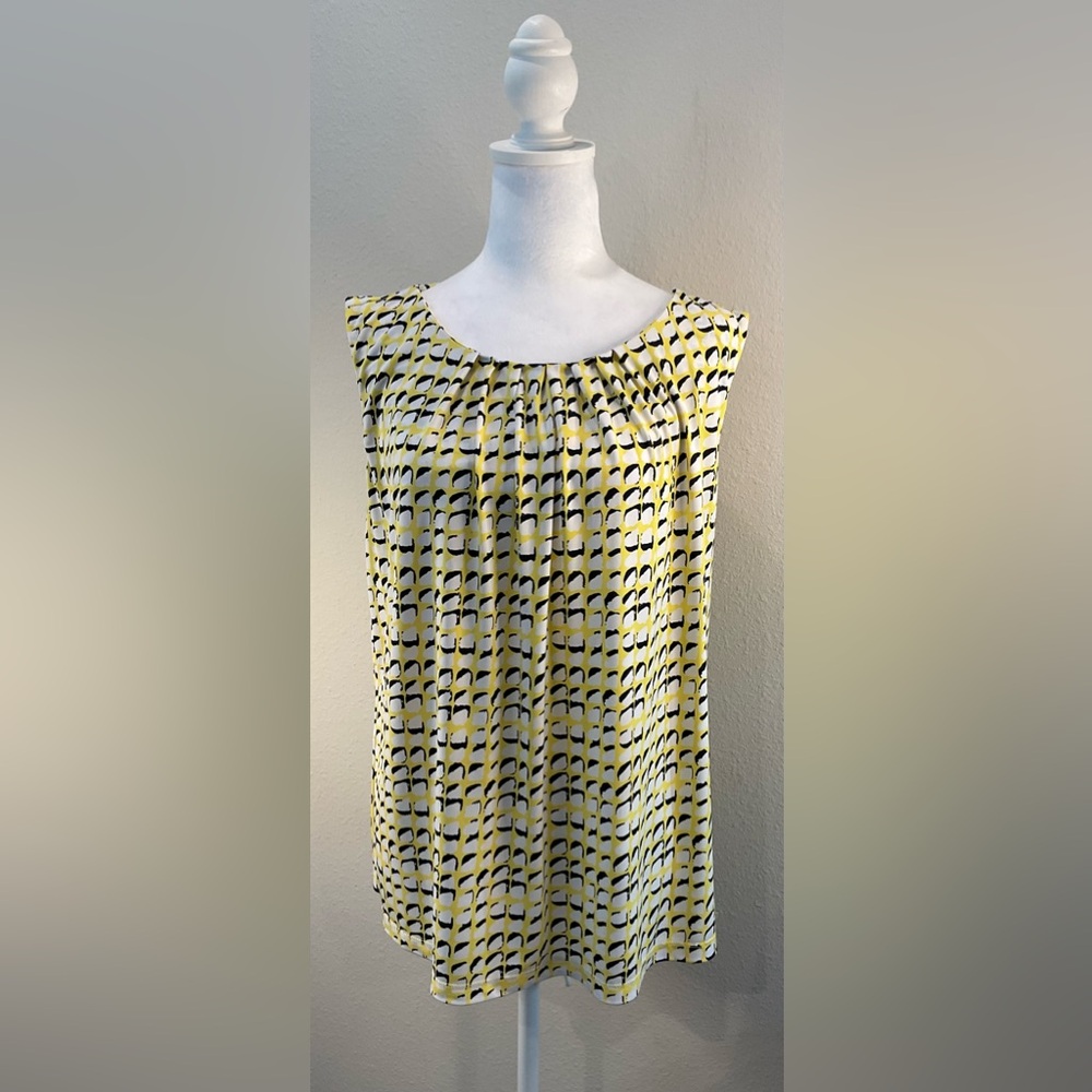 Calvin Klein Yellow and Black Geometric Blouse